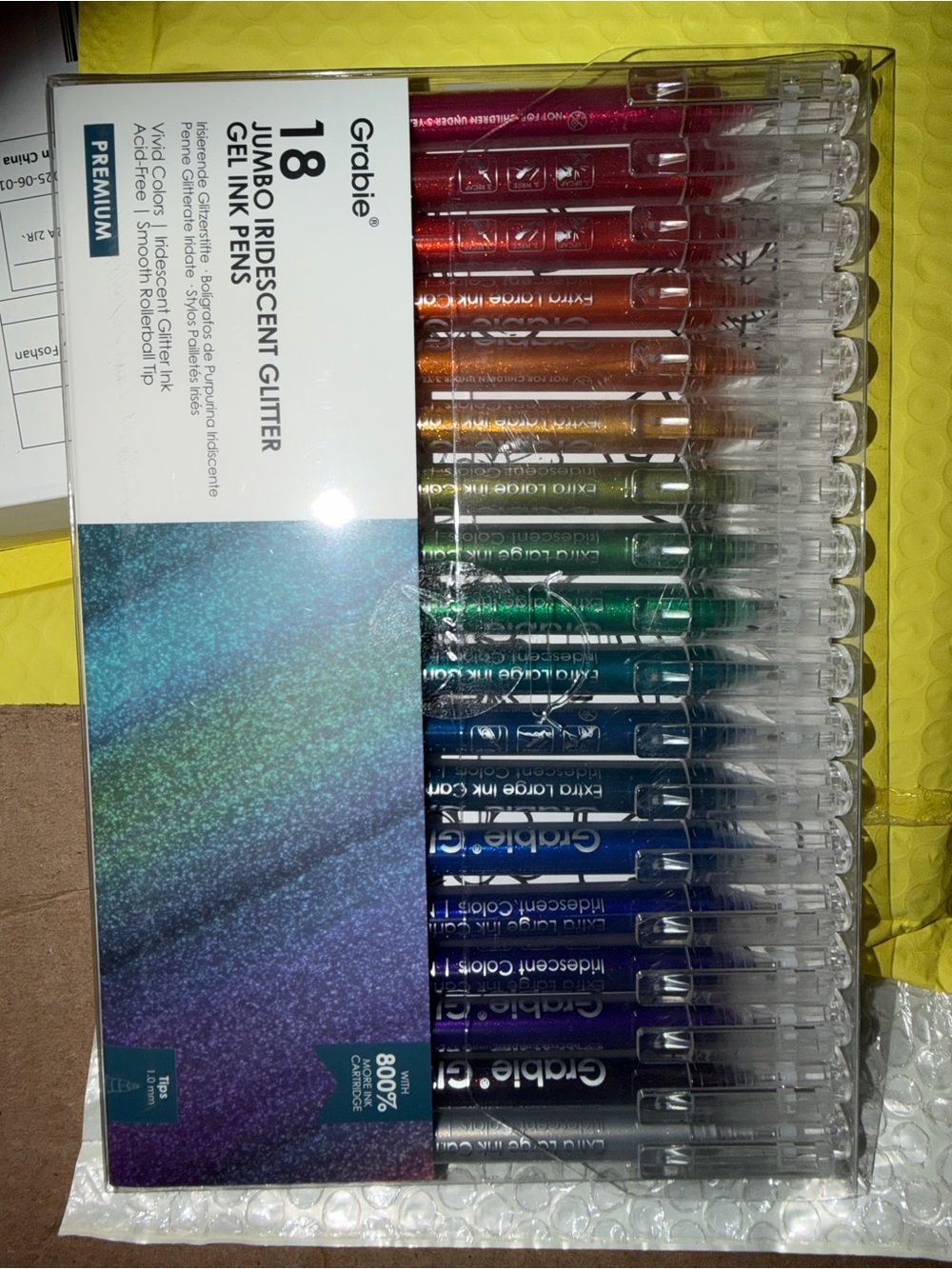 Iridescent Glitter Gel Ink Pens - 18 Jumbo Colors